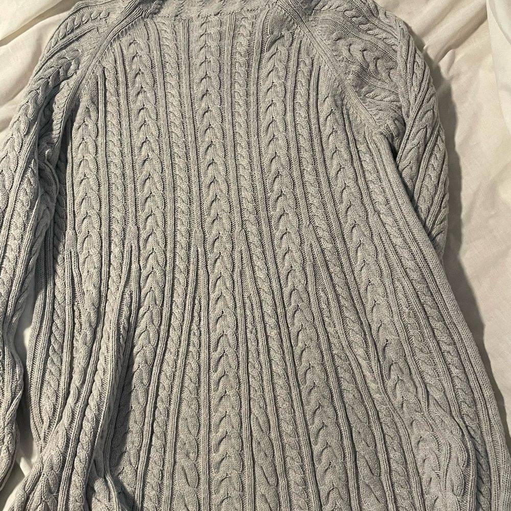 The Limited Light Gray Cable Knit Sweater Comfy Cozy XL Cotton Rayon